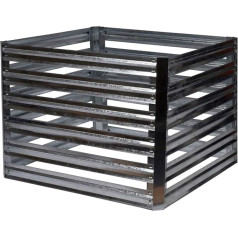 dobar® 58602e Mėšlo komposteris | Metalinis komposterio rinkinys | Kvadratinė komposto dėžė iš cinkuoto metalo | Sodo komposteris 550 L | Statybinis rinkinys | 93 x 93 x 70 cm | Sidabrinė
