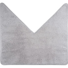 Fluffy® Chenille kampinis dušo kilimėlis su neslystančiu pagrindu (V formos) | Vidiniai matmenys 45 x 45 cm, pilkas)