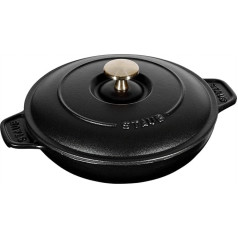 STAUB 20 cm 0,75 l ketaus apvalus orkaitės indas su dangčiu, tinkamas visiems kaitinimo šaltiniams, įskaitant indukciją ir orkaitę, juodas