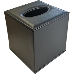 OSCO juoda dirbtinės odos kvadratinė audinių dėžutė 138x138x150mm