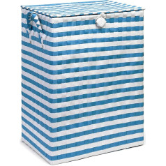 ARPAN Skalbinių skalbinių plastikinė šiukšliadėžė Hamper Storage Basket Blue-White Nautical Design 44 litrų talpos lengvas svoris, balta ir mėlyna, vidutinio dydžio