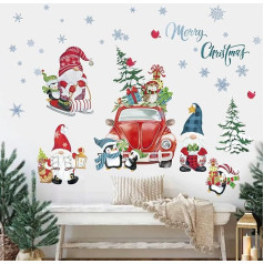 decalmile Kalėdų langas Sienų lipdukas Sniego dribsniai Santa Claus Gnome langų lipdukai Kalėdų darželio langas lipdukas Kalėdų dekoracijos langas