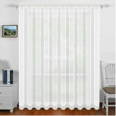 Gražios gatavos užuolaidos, Voile užuolaidos su Gipiūro klostuota juosta, ilgos modernios užuolaidos, baltos spalvos, LB-184