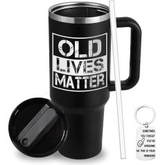 Senų gyvybių reikšmė Kelionės puodelis 40 oz Gag dovanos vyrams 40-ojo 50-ojo 60-ojo 70-ojo 80-ojo gimtadienio dovanos jam Vyras Tėtis Senelis Pensija Kavos puodelis Lauko