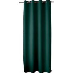 Tamsiai žalios spalvos užuolaida su sidabrinėmis kilpelėmis, 140 x 240 cm, 100 % poliesteris, 