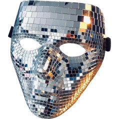 Helovino kaukė, blizganti suaugusiųjų disko sferos kostiumo kaukė, maskarado veidrodinė kaukė moterims vyrams DJ scenos baras Kalėdų dekoracijos (#1)