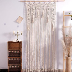 Rytietiškas upių komplektas Boho Macrame sienos kabo gobelenas, rankomis austos medvilninės virvės durų užuolaidos, gobelenai, austos medvilnės sienų apdaila gyvenamasis kambarys, miegamasis, vestuvių šalis (85 x 200 cm)