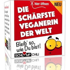 Schlump-Chili Aštriausias pasaulyje veganas - linksma ir originali dovana be mėsos veganėms ir vegetarėms. Šauni dovana be gyvūninės kilmės produktų.