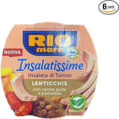 Rio Mare Insalatissime Insalata di Tonno Lenticchie Tuno salotos su lęšiais, geltonomis morkomis ir pomidorais 160 g Paruoštas maistas 6 vnt.