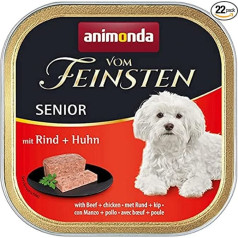 animonda Finest Senior Dog Food with Beef + Chicken (22 x 150 g), ėdalas šunims nuo 7 metų pagal animondą, be grūdų ir cukraus, su šviežiais, mėsingais ingredientais