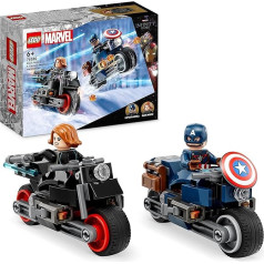 LEGO 76260 Marvel Kapitono Amerikos ir Juodosios našlės motociklai, Avengers: Ultrono amžiaus rinkinys, motociklų žaislas vaikams, skirtas konstruoti ir kolekcionuoti su figūrėlėmis, dovana berniukams ir mergaitėms nuo 6 metų