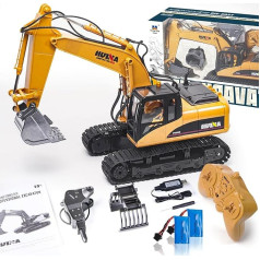 Nuotoliniu būdu valdomas ekskavatorius nuo 6 8 10 metų, 1:14 RC ekskavatorius metalinis nuotoliniu būdu valdomas ekskavatorius, 3-in-1 ekskavatorius su nuotolinio valdymo pulteliu, baterija ir įkrovikliu, gimtadienio dovanos