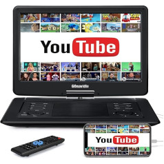 18 colių nešiojamasis DVD grotuvas, HDMI įvestis, AV išvestis, 1600x900 HD raiška, 6 val. įkraunama baterija, sinchronizuojamas ekranas