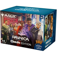 Magic: The Gathering - Ravnica: Cluedo Edition - kriminalinis kortų žaidimas 3-4 žaidėjams (įskaitant 8 paruoštus žaidimui stiprintuvus, 21 įrodymų kortą, 1 folijos Shockland ir detektyvinio žaidimo priedus)