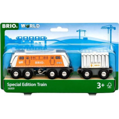 BRIO World 36009 Didelis krovininis lokomotyvas su vagonu (specialusis leidimas 2022 m.) - ribotas specialusis leidimas - rekomenduojama vaikams nuo 3 metų