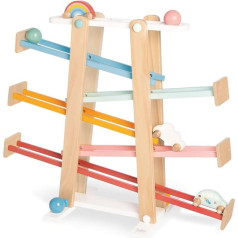 PINOLINO Kuno Kuno Rainbow Marble Run 8 dalių medinė L 68 x W 25 x H 56 cm, skirta 3-6 metų vaikams