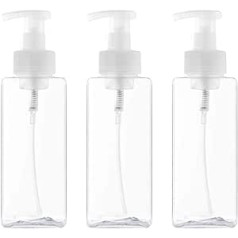 Milisten Foam Bottle Travel Press Pump Bottle 650 ml Putojantis skysto muilo dozatorius Daugkartinio valymo priemonės Šampūno talpyklos subpakavimo buteliukas 3 vnt., skaidrus, skaidrus