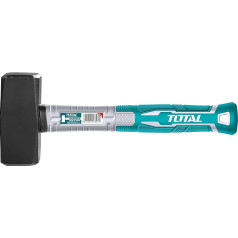 Total Tools - Plieninis plaktukas | 1000g | Idealiai tinka statyboms ir mūrui | Didelis atsparumas smūgiams | Ergonomiška stiklo pluošto rankena | Kalta anglinio plieno galvutė
