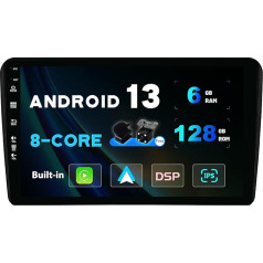 SXAUTO Android 13 - [6G+128G] - IPS automobilinis radijas, tinkamas Audi A3 8P (2003-2008) / A3 8P/8PA (2003-2013) - Wireless Carplay/Android Car/DSP - kamera + mikrofonas - DAB SWC WiFi Fast Boot 4G BT5.0-2 DIN 9