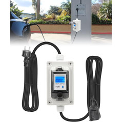 SUPAREE mobilusis skaitmeninis elektros energijos skaitiklis 16A 230V mobilusis lauko KWH skaitiklis su IP65 atsparumu vandeniui su atstatomu guminiu žarnos kabeliu Nešiojamasis, skirtas nameliams ant ratų, elektriniams automobiliams