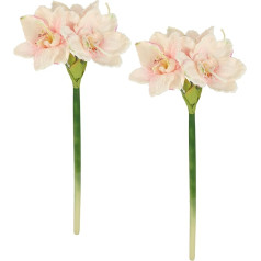 Dirbtinės gėlės Amaryllis 66 cm 2 šilkinių gėlių rinkinys Dirbtinės advento vainikams, girliandoms, kompozicijoms Šaka Dekoratyvinė šaka Stalo puošmena Žiemos gėlių Kalėdų puošmena Kalėdos