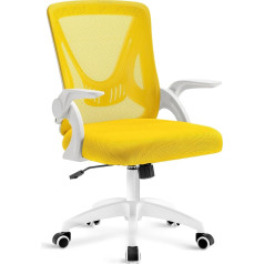 Blisswood Biuro darbo stalo kėdė, ergonomiška tinklelio kėdė su 90° atlenkiamu porankiu, pasukama kėdė su juosmens atrama, reguliuojamo aukščio, nugaros atrama, pasukama 360° kampu, žaidimų kėdė namų biurui