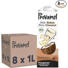 Provamel Ekologiškas ryžių kokosų gėrimas, augalinis gėrimas, veganiškas, be laktozės, be glitimo, UHT, 8 x 1 l (8 vnt.)
