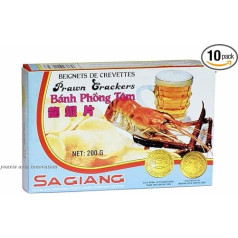 10 pakuočių Sagiang krabų traškučių Kroepoek krabų duona kepimui sau 10 x 200 g