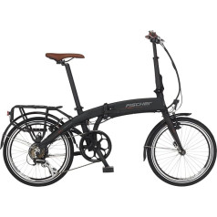FISCHER elektrinis dviratis FR 18 Elektrinis sulankstomas dviratis vyrams ir moterims, RH 30 cm, galinio rato variklis 25 Nm, 36 V akumuliatorius rėme, matinės juodos spalvos, 20 colių