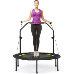 COSTWAY φ101 cm mini batutas, fitneso batutas su reguliuojamo aukščio rankena ir 2 pasipriešinimo juostomis, sulankstomas vaikų batutas, sodo batutas iki 150 kg apkrovos suaugusiems ir