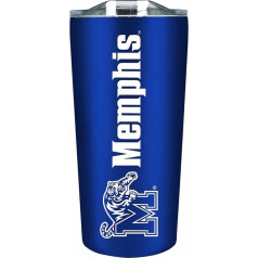Campus Colors Nerūdijančio plieno dvigubos sienelės vakuuminės izoliacijos daugkartinio naudojimo gertuvė su stumdomu dangteliu kelionėms, sportui ir kavai, 18 oz (Memphis Tigers - mėlyna)