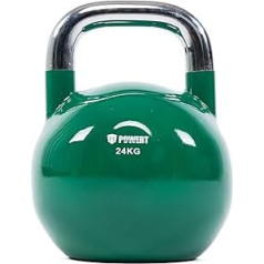 POWERT Competition Kettlebell | Aukščiausios kokybės dengtas plienas | Ergonomiškas dizainas | Idealiai tinka sunkiajai atletikai, treniruotėms, pagrindinėms jėgos treniruotėms ir raumenų stiprinimui | Spalvoti kodai (G-24 kg)