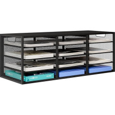 EasyPAG 12 skyrių metalinis medinis A4 formato biuro stalinis dokumentų laikiklis dokumentų laikiklis dėklas žurnalų laikiklis laiškų dėklas popierinių žurnalų laikiklis, juodas