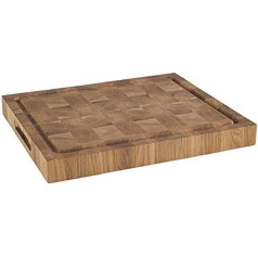 APS pjaustymo lenta Sūrio lenta, pagaminta iš alyvuotos ąžuolo medienos Š x D x V: 38 x 32 x 4,5 cm Medinė lenta su sulčių kanalu, su neslystančiomis kojelėmis ir įleistomis rankenomis