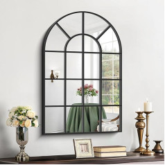 KOCUUY Miroir Mural Arc 50 x 75 cm, Noir Miroir Mural Décor Avec Cadre Métallique, Grand Miroir de fenêtre à Suspendre Pour Salon, Chambre, Couloir Miroir Suspendu