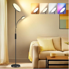 OTREN grindų lempa LED gyvenamasis kambarys Dimmable: 35 W juodos spalvos šviestuvas su skaitymo lempa miegamajam ir biurui