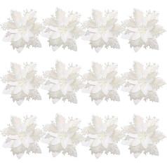 Toyvian Kalėdų žvaigždė gėlė Dirbtinis Poinsettia Kalėdų dekoracijos blizgučiai Kalėdų eglutė gėlės dekoracijos Novetly dirbtinės Kalėdų gėlės Kalėdų eglutė dekoracijos su spaustukais