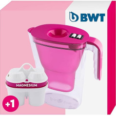 BWT Vida Pink vandens filtras 2,6 l | Filtras su 1 magnio filtro kasete | Vandens filtras geriamajam vandeniui | Maistui ir gėrimams | Filtruoja kalkes, chlorą, šviną ir varį