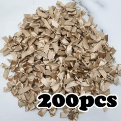 Yulakes Pakuotė iš 200 mini satino lankų Satino lankai Dekoratyviniai lankai Bowknot Mažas satino juostelės lankas Vestuvių dekoravimo kortelės DIY amatai Plaukų lankas Kepurės amatai (šampanas)
