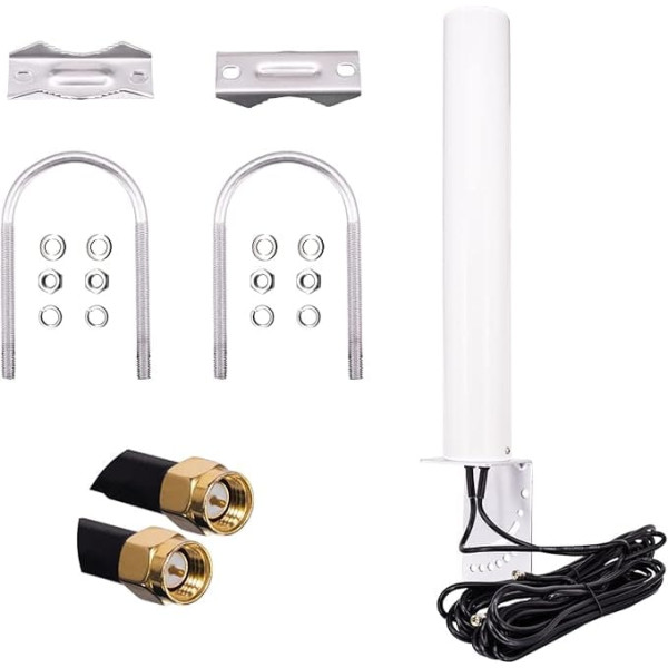 URCIANOW 4G LTE antena SMA jungtis Lauko antena Visakryptė 698-960/1710-2690 MHz SMA kištukas Didelio nuotolio išorinės mobiliosios antenos stiprinimas Hotspot, LTE maršrutizatorius, LTE antenos kabelis 5 M