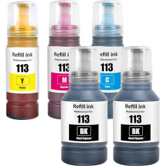 LAIPENG 113 rašalas, suderinamas su Epson 113 rašalu, skirtu Ecotank ET-16150 ET-16600 ET-16650 ET-16680 ET-5150 ET-5160 ET-5170 ET-5800 ET-5850 ET-5880 Pro ET-113 5000 ET-5800 ET-5850 ET-5880 spausdintuvui (BK*2/C/M/Y)