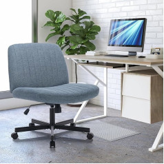 COLAMY plati biuro kėdė, minkšta biuro kėdė be porankių, besisukanti namų biuro kėdė, 115° svyravimo funkcija, ergonomiška namų biuro, makiažo, žaidimų kompiuterio kėdė, su ratukais, mėlyna