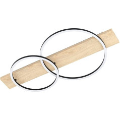 EGLO Boyal LED lubų šviestuvas, 2 lempučių lubų šviestuvas, pagamintas iš medžio, metalo, plastiko, natūralios, juodos, baltos spalvos, sertifikuotas FSC, šiltos baltos spalvos, L 78 cm