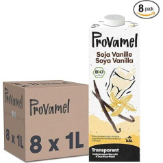 Provamel Organic-Bio Soy Drink Vanilla, augalinis gėrimas, veganiškas, be laktozės, be glitimo, UHT, 8 x 1 l (8 vnt.)