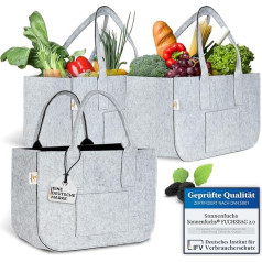 Sonnenfuchs® FUCHSBAG 2.0 [didelis 3 vnt. rinkinys] Universalūs pirkinių krepšiai 2 x veltinio krepšys didelis 1 x veltinio krepšys mažas Puikiai tinka kaip pirkinių krepšys Tikras akį traukiantis krepšys, kuriame saugiai pernešamas turinys, p