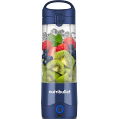 nutribullet rankinis maišytuvas, rankinis maišytuvas, 475 ml, be BPA, mini maišytuvas, daugiafunkcinis maišytuvas, USB-C įkroviklis, daugiau kaip 15 maišymo ciklų, tamsiai mėlynas, NBP003NBL