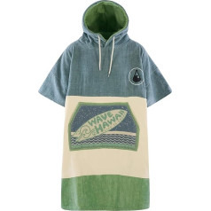 WAVE HAWAII Bade-Poncho Damen & Herren | Größe L, 170-200cm I 100% Baumwolle Surf-Poncho Erwachsene | Velur & Frottee-Poncho Handtuch mit hoher Wasserabsorption | Umziehhhilfe Strand Erwachsene