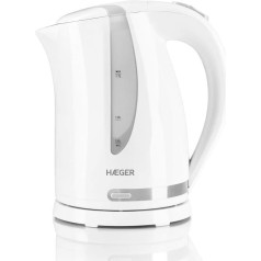 HAEGER Whiteness elektrinis virdulys, 1,7 litro, 2200 W, 360 laipsnių pasukimas, paslėptas pasipriešinimas nerūdijantis plienas, apsauga nuo užvirimo, automatinis išsijungimas