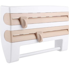 Virtuvinis lipnios plėvelės laikiklis ant sienos su ergonomišku dizainu, skirtas namų virtuvės įrankių laikikliui 39 x 10 x 24 cm (chaki)