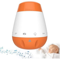 Miego pagalba kūdikiui ir mažyliui su 6 raminančiais garsais - baltojo triukšmo aparatas kaip miego pagalba USB įkrovimas namams, kūdikiui ir kelionėms